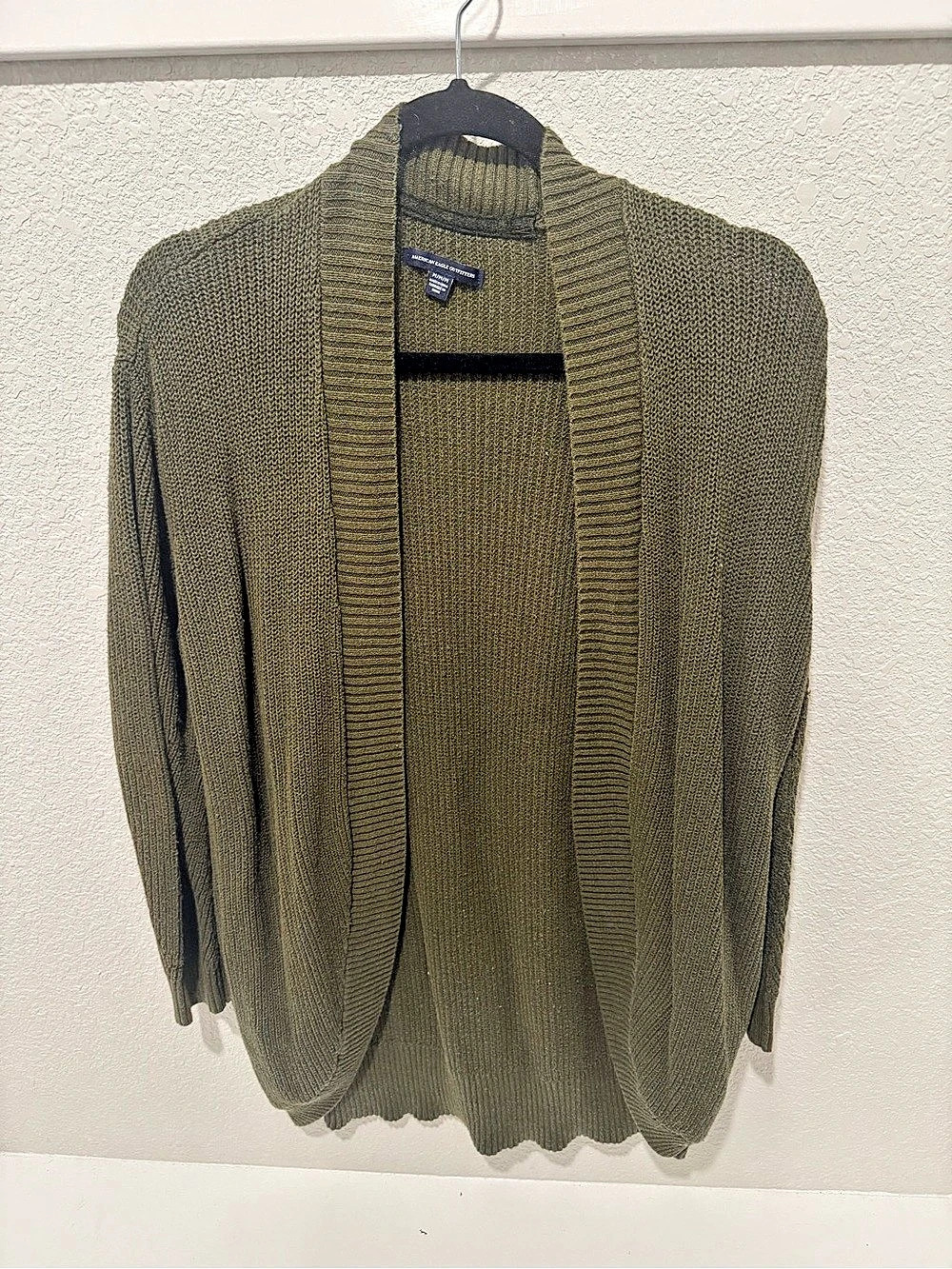 American Eagle Outfitters Open Front Knit Cardigan in Green Size Medium